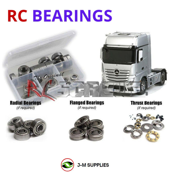 Representative image of an RCScrewZ metal-shielded bearing kit for Tamiya Actros 1851 GigaSpace 1/14 Electric 4x2 Truck (56335); exact bearing sizes and quantities vary by RC model.