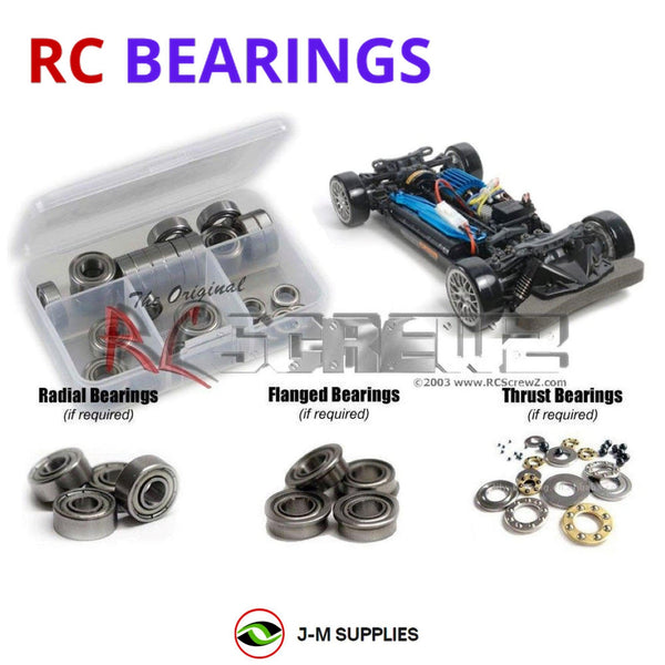 Representative image of an RCScrewZ metal-shielded bearing kit for Tamiya TT-02D Drift Spec 1/10 Electric 4WD Drift Car (58584); exact bearing sizes and quantities vary by RC model.