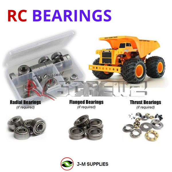 Representative image of an RCScrewZ metal-shielded bearing kit for Tamiya Heavy Dump Truck GF-01 1/24 4WD Dump Truck (58622); exact bearing sizes and quantities vary by RC model.