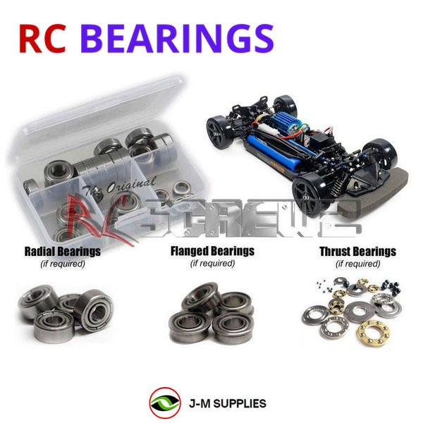 Representative image of an RCScrewZ metal-shielded bearing kit for Tamiya TT-02D Type-S 1/10 Electric 4WD Drift Touring Car (47301); exact bearing sizes and quantities vary by RC model.