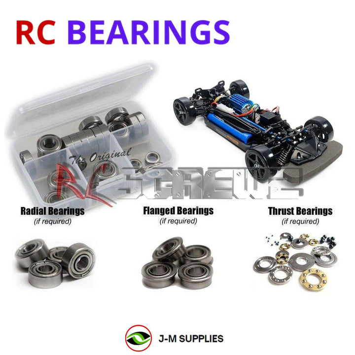 Representative image of an RCScrewZ metal-shielded bearing kit for Tamiya TT-02D Type-S 1/10 Electric 4WD Drift Touring Car (47301); exact bearing sizes and quantities vary by RC model.