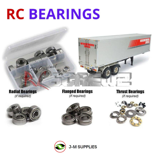 Representative image of an RCScrewZ metal-shielded bearing kit for Tamiya Semi Box 1/14 Truck Trailer (56302); exact bearing sizes and quantities vary by RC model.