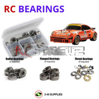 Representative image of an RCScrewZ metal-shielded bearing kit for Tamiya Porsche 934 RSR TA02SW 1/10 Touring Car (84431); exact bearing sizes and quantities vary by RC model.