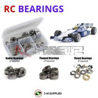 Representative image of an RCScrewZ metal-shielded bearing kit for Tamiya Williams F1 BMW FW24 F201 1/10 Formula (58303); exact bearing sizes and quantities vary by RC model.
