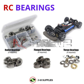 Representative image of an RCScrewZ metal-shielded bearing kit for Tamiya TT-02 Type-S 1/10 Electric 4WD Touring Car (58600); exact bearing sizes and quantities vary by RC model.