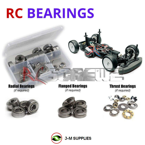 Representative image of an RCScrewZ metal-shielded bearing kit for Tamiya F103GT 1/10 Electric On-Road GT Car (58367); exact bearing sizes and quantities vary by RC model.