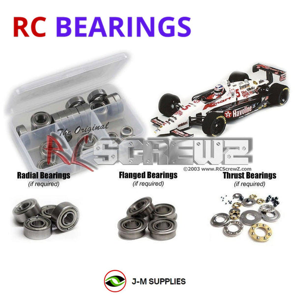 Representative image of an RCScrewZ metal-shielded bearing kit for Tamiya Lola T93/00 F103 1/10 Electric 2WD F1 Car (58134); exact bearing sizes and quantities vary by RC model.