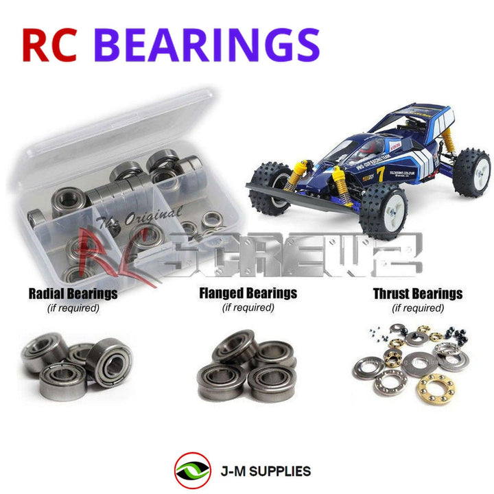 Representative image of an RCScrewZ metal-shielded bearing kit for Tamiya Terra Scorcher 2020 1/10 Electric 4WD Buggy (47442); exact bearing sizes and quantities vary by RC model.
