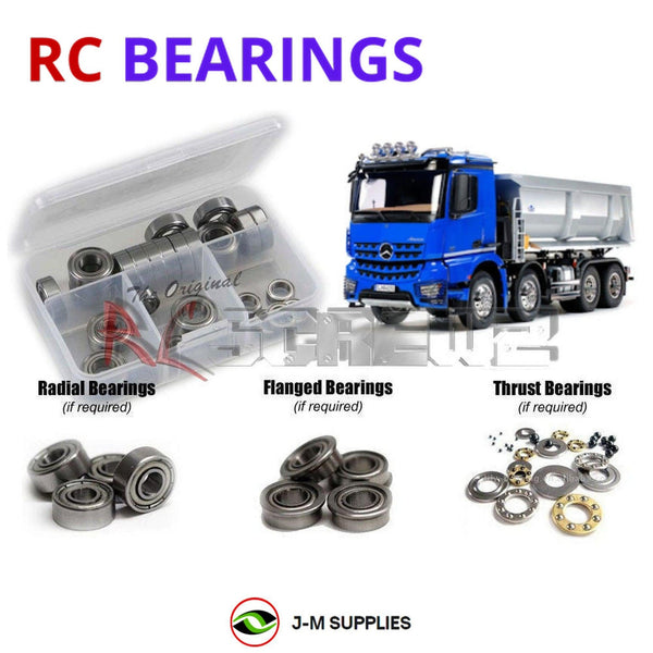 Representative image of an RCScrewZ metal-shielded bearing kit for Tamiya Arocs 4151 8x4 1/14 Electric Truck (56366); exact bearing sizes and quantities vary by RC model.
