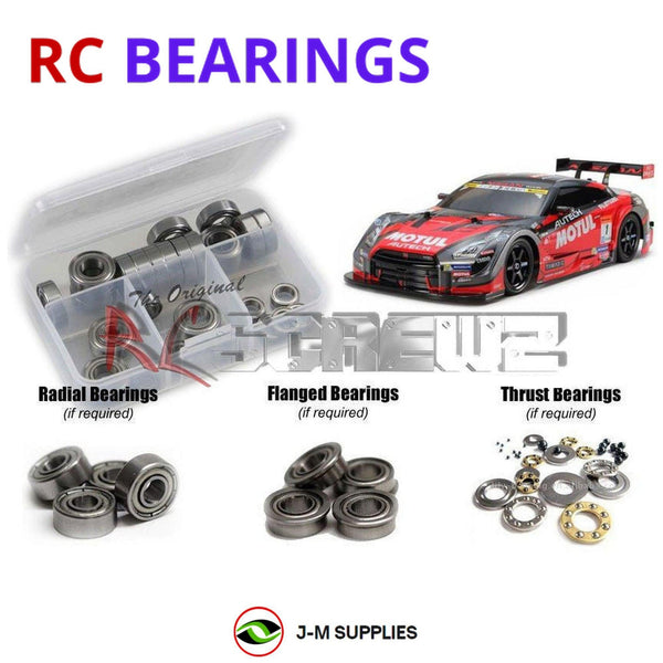 Representative image of an RCScrewZ metal-shielded bearing kit for Tamiya Motul Autech GT-R TT-02 1/10 Electric Touring Car (58625); exact bearing sizes and quantities vary by RC model.