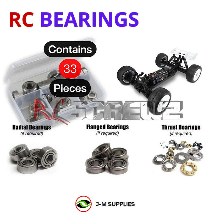 Representative image of an RCScrewZ metal-shielded bearing kit for Tekno ET48 1/8 Electric 4WD Truggy (TKR5600); exact bearing sizes and quantities vary by RC model.