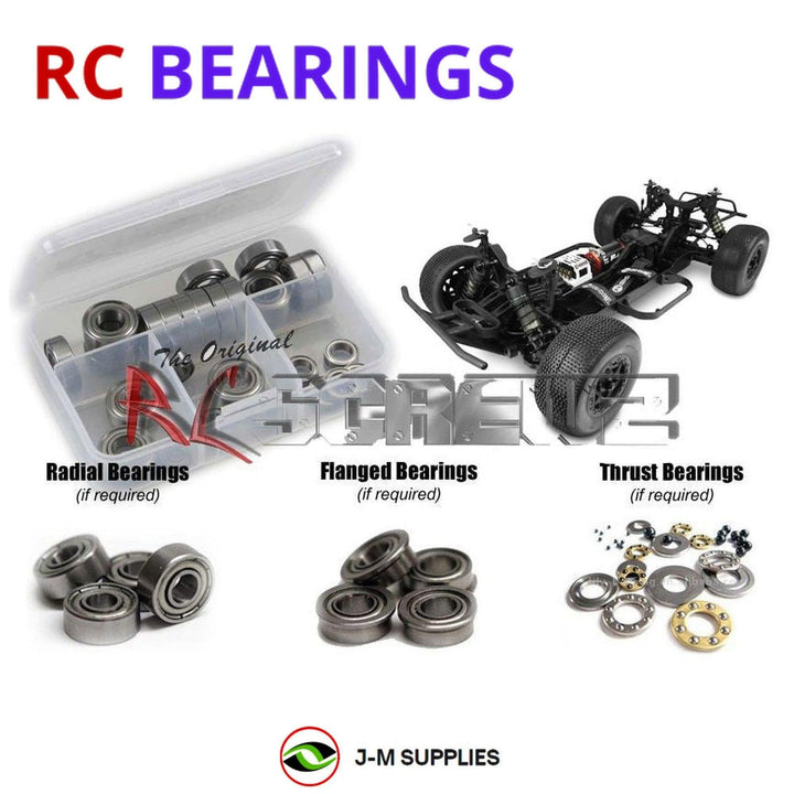 Representative image of an RCScrewZ metal-shielded bearing kit for Tekno SCT410.3 1/10 Electric 4WD SCT (TKR5507); exact bearing sizes and quantities vary by RC model.