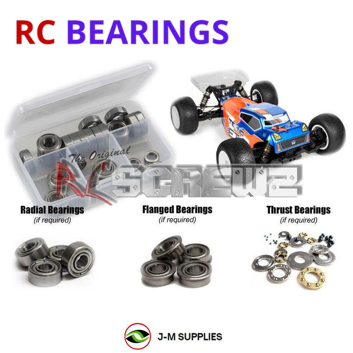 Representative image of an RCScrewZ metal-shielded bearing kit for Tekno ET410 1/10 Electric 4WD Truggy (TKR7200); exact bearing sizes and quantities vary by RC model.