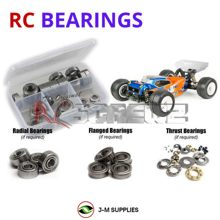 Representative image of an RCScrewZ metal-shielded bearing kit for Tekno ET410.2 1/10 Electric 4WD Truggy (TKR7202); exact bearing sizes and quantities vary by RC model.