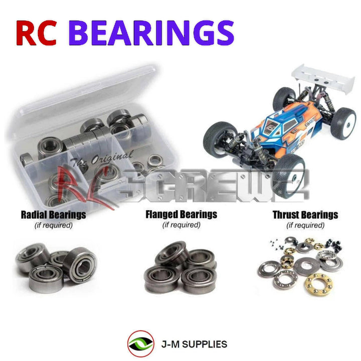 Representative image of an RCScrewZ metal-shielded bearing kit for Tekno EB48 2.2 1/8 Electric 4WD Buggy (TKR9005); exact bearing sizes and quantities vary by RC model.