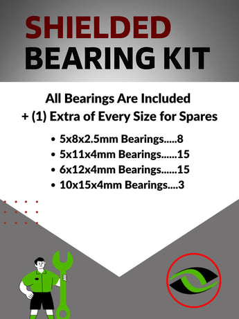 Representative image of an RCScrewZ metal-shielded bearing kit for Traxxas S-Maxx 2.5 SportMaxx 1/10 Nitro 2WD ST (5109, 5110); exact bearing sizes and quantities vary by RC model.
