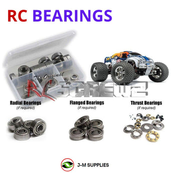 Representative image of an RCScrewZ metal-shielded bearing kit for Traxxas S-Maxx 2.5 1/10 Nitro 2WD MT (5109); exact bearing sizes and quantities vary by RC model.