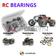 Representative image of an RCScrewZ metal-shielded bearing kit for Traxxas T-Maxx 3.3 1/10 Nitro 4WD MT (4907); exact bearing sizes and quantities vary by RC model.