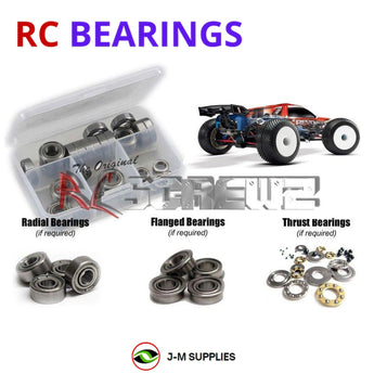 Representative image of an RCScrewZ metal-shielded bearing kit for Traxxas Revo 3.3 Platinum 1/10 Nitro 4WD MT (5304); exact bearing sizes and quantities vary by RC model.
