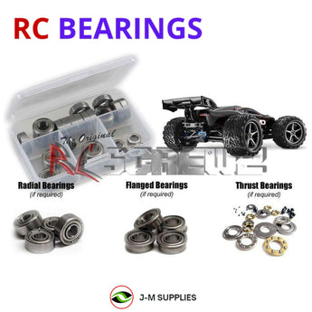 Representative image of an RCScrewZ metal-shielded bearing kit for Traxxas E-Revo 1/10 Electric 4WD MT (5603, 56085, 56087); exact bearing sizes and quantities vary by RC model.