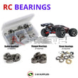 Representative image of an RCScrewZ metal-shielded bearing kit for Traxxas 1/16 E-Revo VXL 4WD Mini MT (71054, 71074); exact bearing sizes and quantities vary by RC model.