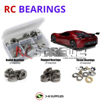 Representative image of an RCScrewZ metal-shielded bearing kit for Traxxas XO-1 RTR 1/7 Electric 4WD Supercar (6407, 64077, 6407X); exact bearing sizes and quantities vary by RC model.