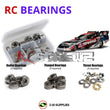 Representative image of an RCScrewZ metal-shielded bearing kit for Traxxas NHRA Funny Car 1/8 Electric 2WD Drag Car (6907); exact bearing sizes and quantities vary by RC model.