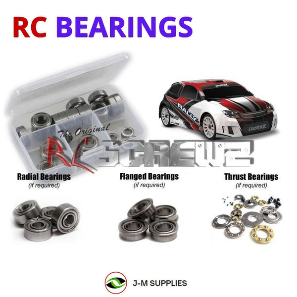 Representative image of an RCScrewZ metal-shielded bearing kit for Traxxas LaTrax Rally 1/18 Electric 4WD Rally Car (75054-5); exact bearing sizes and quantities vary by RC model.