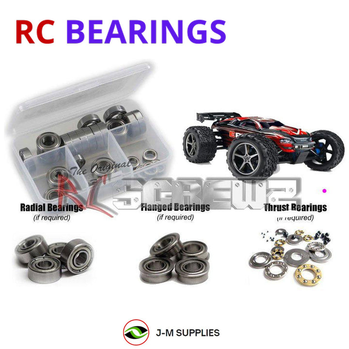 Representative image of an RCScrewZ metal-shielded bearing kit for Traxxas E-Revo Brushless TSM 1/10 4WD MT (56087-3); exact bearing sizes and quantities vary by RC model.