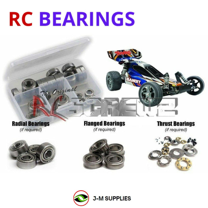 Representative image of an RCScrewZ metal-shielded bearing kit for Traxxas Bandit VXL TSM 1/10 Electric 2WD Buggy (24076-3); exact bearing sizes and quantities vary by RC model.