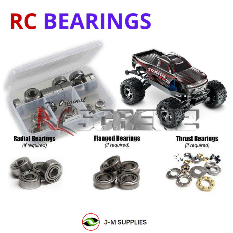Representative image of an RCScrewZ metal-shielded bearing kit for Traxxas Stampede 4X4 VXL TSM 1/10 4WD MT (67086-3); exact bearing sizes and quantities vary by RC model.