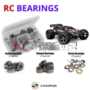Representative image of an RCScrewZ metal-shielded bearing kit for Traxxas 1/16 E-Revo VXL TSM Electric 4WD Mini MT (71076-3); exact bearing sizes and quantities vary by RC model.