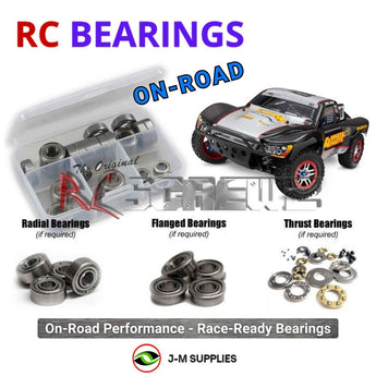 Representative image of an RCScrewZ metal-shielded bearing kit for Traxxas Slash Ultimate TSM 1/10 Electric 4WD SCT (68077-3); exact bearing sizes and quantities vary by RC model.