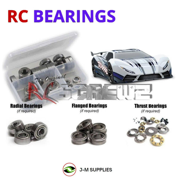 Representative image of an RCScrewZ metal-shielded bearing kit for Traxxas XO-1 TSM Edition 1/7 Electric AWD Supercar (6407, 64077); exact bearing sizes and quantities vary by RC model.