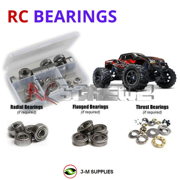 Representative image of an RCScrewZ metal-shielded bearing kit for Traxxas X-Maxx 4X4 TSM 1/5 Electric 4WD MT (77076-3); exact bearing sizes and quantities vary by RC model.