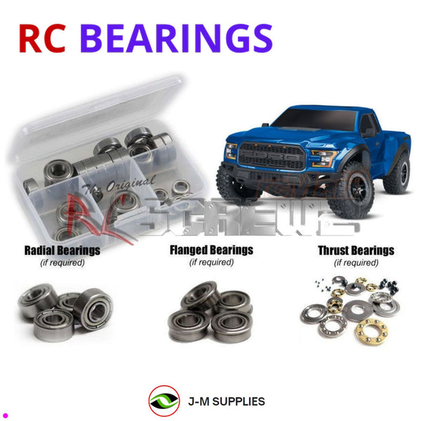 Representative image of an RCScrewZ metal-shielded bearing kit for Traxxas Ford F-150 Raptor 1/10 Electric 2WD SCT (58094-1); exact bearing sizes and quantities vary by RC model.