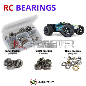 Representative image of an RCScrewZ metal-shielded bearing kit for Traxxas E-Revo 2.0 VXL 1/10 Electric 4WD MT (86086-4); exact bearing sizes and quantities vary by RC model.