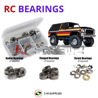 Representative image of an RCScrewZ metal-shielded bearing kit for Traxxas TRX-4 Bronco/Ranger 1/10 Electric 4WD Crawler (82046-4); exact bearing sizes and quantities vary by RC model.