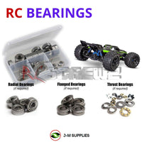 Representative image of an RCScrewZ metal-shielded bearing kit for Traxxas Sledge VXL-6S 1/8 4WD Monster Truck (95076-4); exact bearing sizes and quantities vary by RC model.