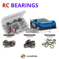 Representative image of an RCScrewZ metal-shielded bearing kit for Traxxas XO-1 AWD 1/7 Electric Supercar (64077-3); exact bearing sizes and quantities vary by RC model.