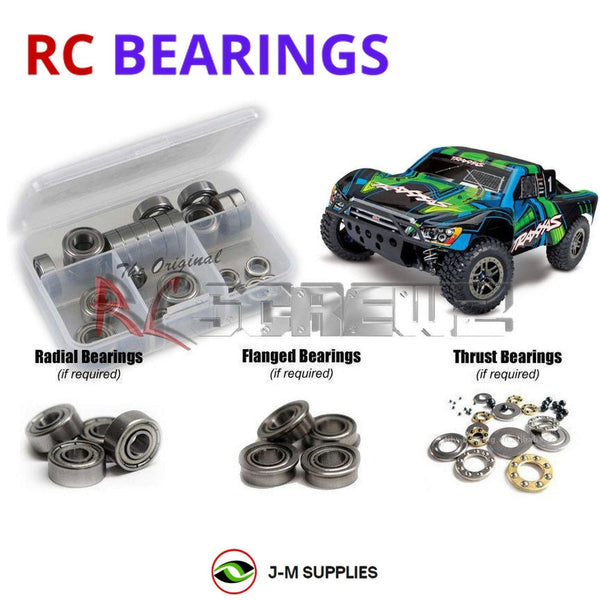 Representative image of an RCScrewZ metal-shielded bearing kit for Traxxas Slash 4X4 Ultimate 1/10 4WD SCT (68077-4); exact bearing sizes and quantities vary by RC model.