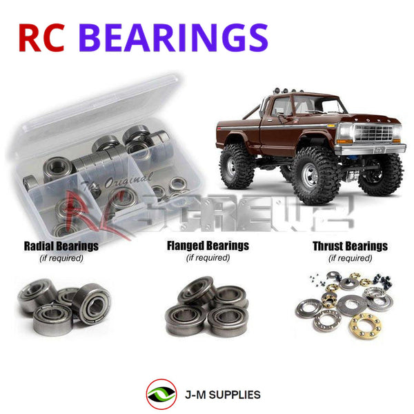 Representative image of an RCScrewZ metal-shielded bearing kit for Traxxas TRX-4M F-150 High Trail 1/18 Crawler (97044-1); exact bearing sizes and quantities vary by RC model.