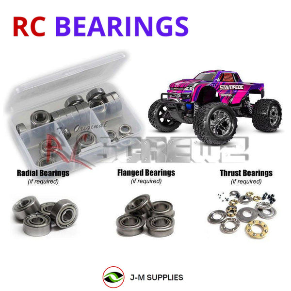 Representative image of an RCScrewZ metal-shielded bearing kit for Traxxas Stampede XL-5 HD 1/10 2WD MT (36254-8); exact bearing sizes and quantities vary by RC model.