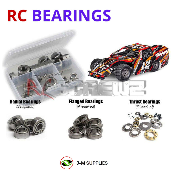 Representative image of an RCScrewZ metal-shielded bearing kit for Traxxas Slash Modified BL-2S 1/10 Dirt Oval (104354-74); exact bearing sizes and quantities vary by RC model.