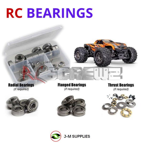 Representative image of an RCScrewZ metal-shielded bearing kit for Traxxas Mini Maxx BL-2S Maxx-Scale 4WD Monster Truck (107154-1); exact bearing sizes and quantities vary by RC model.