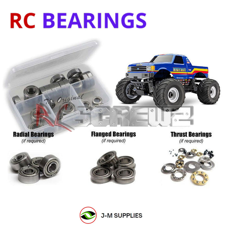 Representative image of an RCScrewZ metal-shielded bearing kit for Traxxas BIGFOOT 4X4 BL-2S 1/10 MT (67134-4); exact bearing sizes and quantities vary by RC model.
