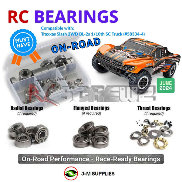 Representative image of an RCScrewZ metal-shielded bearing kit for Traxxas Slash 2WD BL-2S 1/10 SCT (58334-4); exact bearing sizes and quantities vary by RC model.