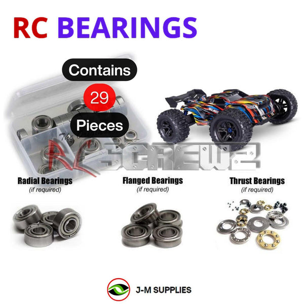 Representative image of an RCScrewZ metal-shielded bearing kit for Traxxas Sledge 6S Belted 1/8 MT (95096-4); exact bearing sizes and quantities vary by RC model.
