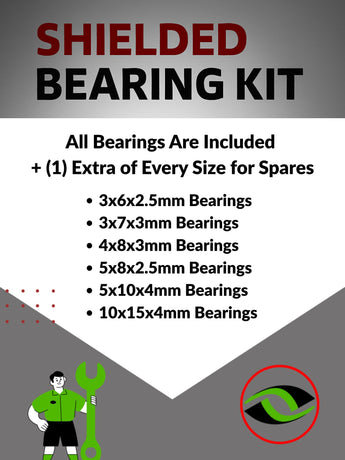 Representative image of an RCScrewZ metal-shielded bearing kit for Traxxas X-Series Sand Car 1/5 2WD Sand Rail (109076-4); exact bearing sizes and quantities vary by RC model.