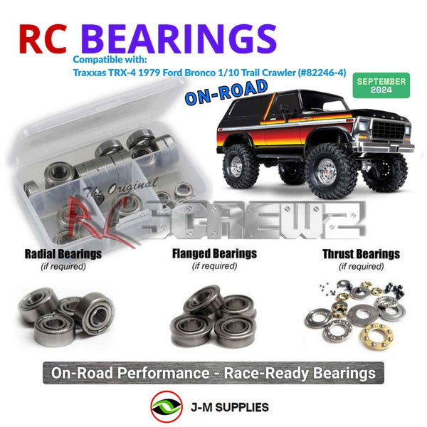 Representative image of an RCScrewZ metal-shielded bearing kit for Traxxas TRX-4 1979 Ford Bronco 1/10 Crawler (82246-4); exact bearing sizes and quantities vary by RC model.
